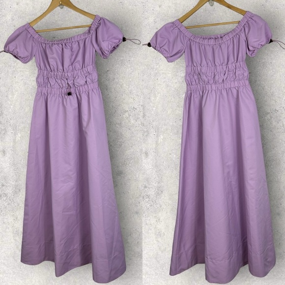 NWT Staud Lavender Purple Vine Dress Off Shoulder Crisp Heavyweight New Boho XS - Picture 3 of 11